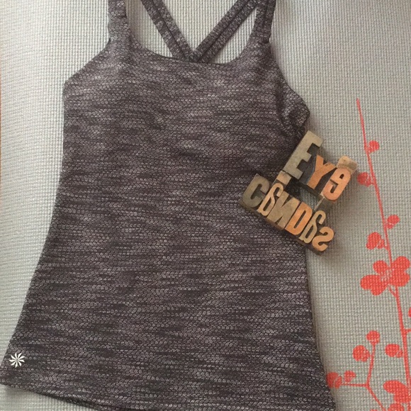 ATHLETA Racerback Workout Tank In Black/Silver - Picture 1 of 8